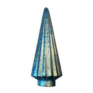 Illuminated Glass Christmas Tree 19in Iridescent Blue Chic Holiday Decor New